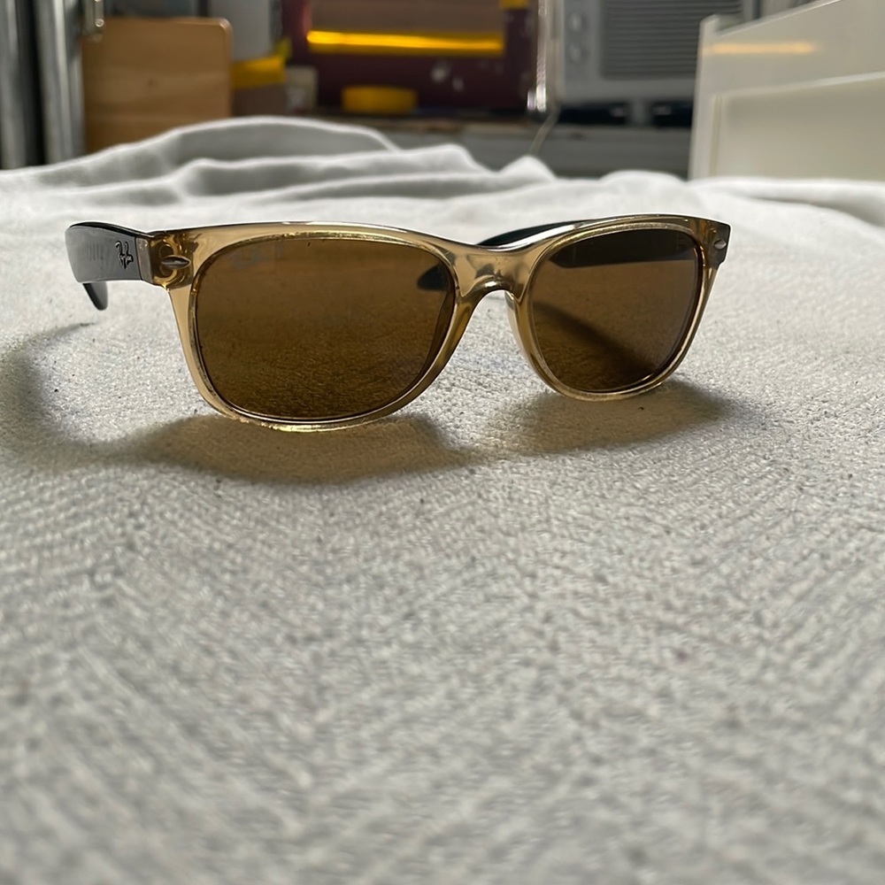 clear framed color block new wayfarer ray bans